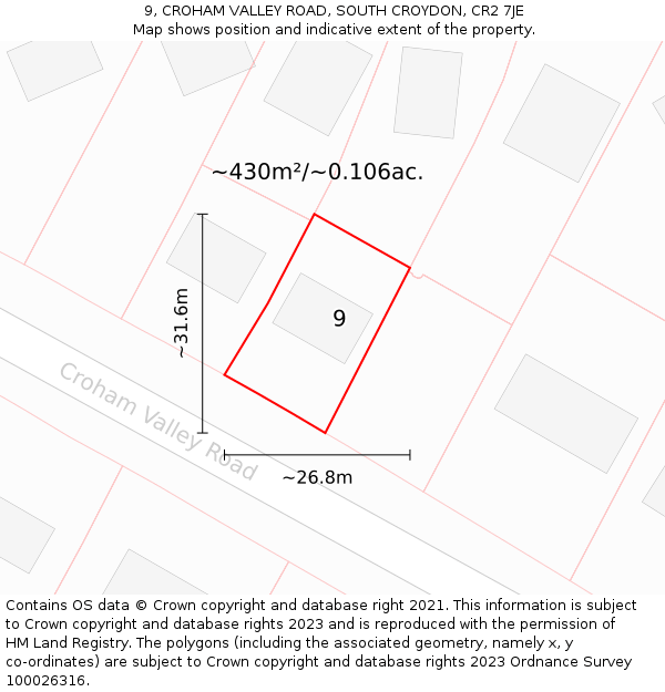 9, CROHAM VALLEY ROAD, SOUTH CROYDON, CR2 7JE: Plot and title map