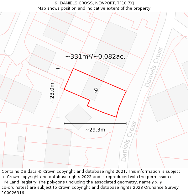 9, DANIELS CROSS, NEWPORT, TF10 7XJ: Plot and title map