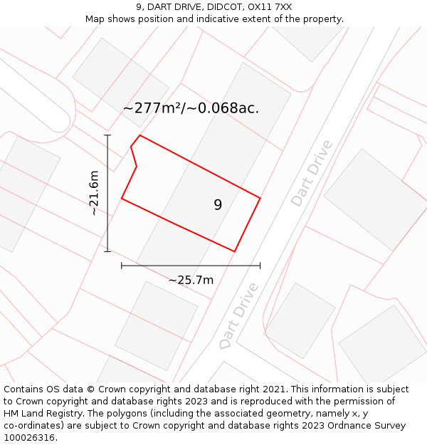 9, DART DRIVE, DIDCOT, OX11 7XX: Plot and title map