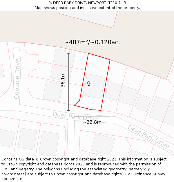 9, DEER PARK DRIVE, NEWPORT, TF10 7HB: Plot and title map