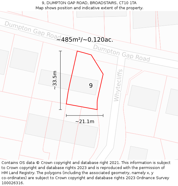 9, DUMPTON GAP ROAD, BROADSTAIRS, CT10 1TA: Plot and title map