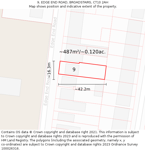 9, EDGE END ROAD, BROADSTAIRS, CT10 2AH: Plot and title map