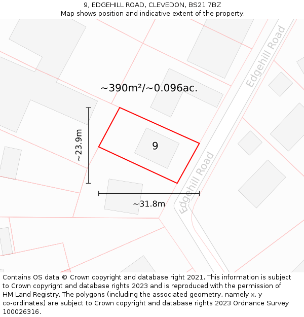 9, EDGEHILL ROAD, CLEVEDON, BS21 7BZ: Plot and title map