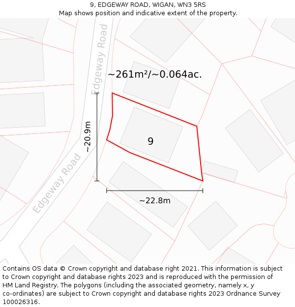 9, EDGEWAY ROAD, WIGAN, WN3 5RS: Plot and title map