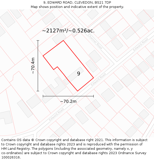 9, EDWARD ROAD, CLEVEDON, BS21 7DP: Plot and title map