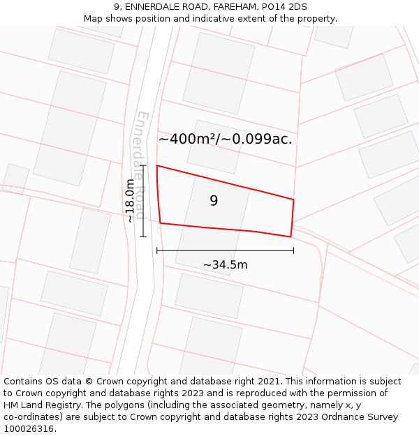 9, ENNERDALE ROAD, FAREHAM, PO14 2DS: Plot and title map