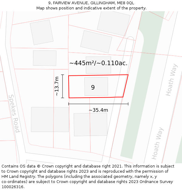 9, FAIRVIEW AVENUE, GILLINGHAM, ME8 0QL: Plot and title map