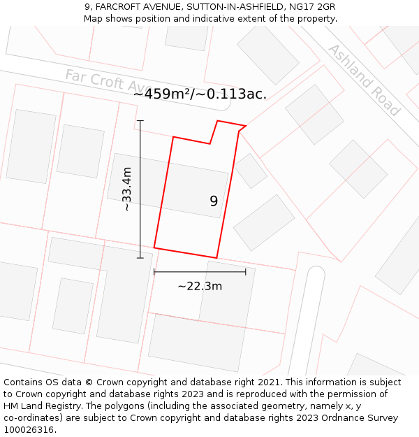 9, FARCROFT AVENUE, SUTTON-IN-ASHFIELD, NG17 2GR: Plot and title map