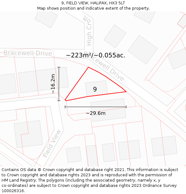 9, FIELD VIEW, HALIFAX, HX3 5LT: Plot and title map