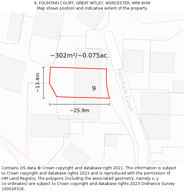 9, FOUNTAIN COURT, GREAT WITLEY, WORCESTER, WR6 6HW: Plot and title map