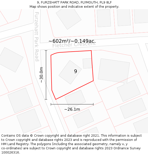 9, FURZEHATT PARK ROAD, PLYMOUTH, PL9 8LF: Plot and title map