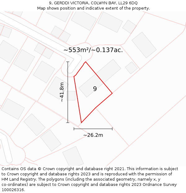 9, GERDDI VICTORIA, COLWYN BAY, LL29 6DQ: Plot and title map