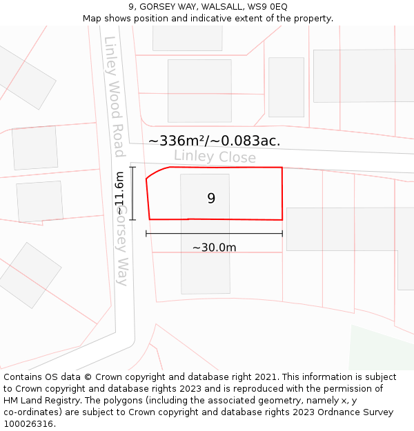 9, GORSEY WAY, WALSALL, WS9 0EQ: Plot and title map