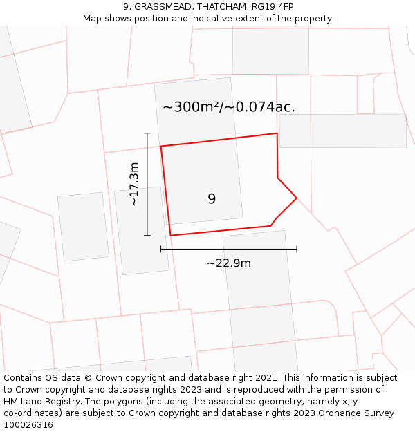 9, GRASSMEAD, THATCHAM, RG19 4FP: Plot and title map