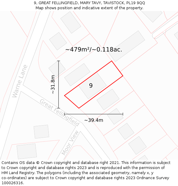 9, GREAT FELLINGFIELD, MARY TAVY, TAVISTOCK, PL19 9QQ: Plot and title map