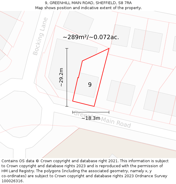 9, GREENHILL MAIN ROAD, SHEFFIELD, S8 7RA: Plot and title map