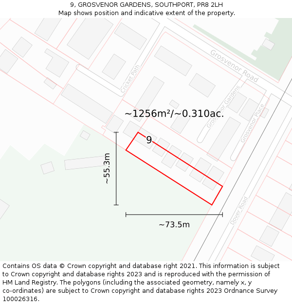 9, GROSVENOR GARDENS, SOUTHPORT, PR8 2LH: Plot and title map