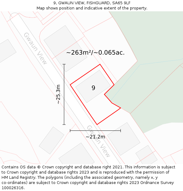 9, GWAUN VIEW, FISHGUARD, SA65 9LF: Plot and title map