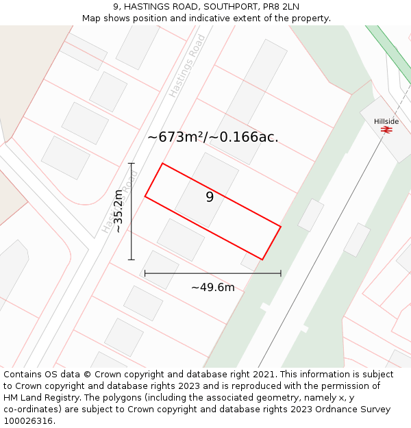 9, HASTINGS ROAD, SOUTHPORT, PR8 2LN: Plot and title map