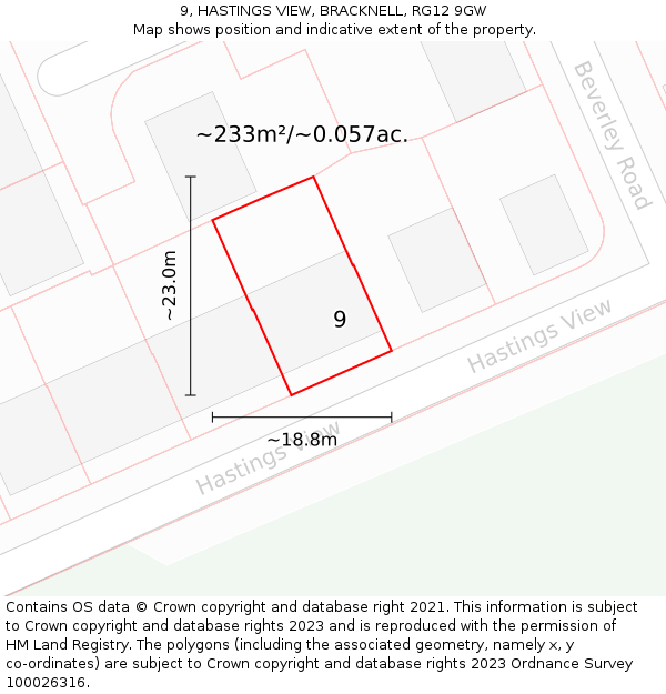 9, HASTINGS VIEW, BRACKNELL, RG12 9GW: Plot and title map