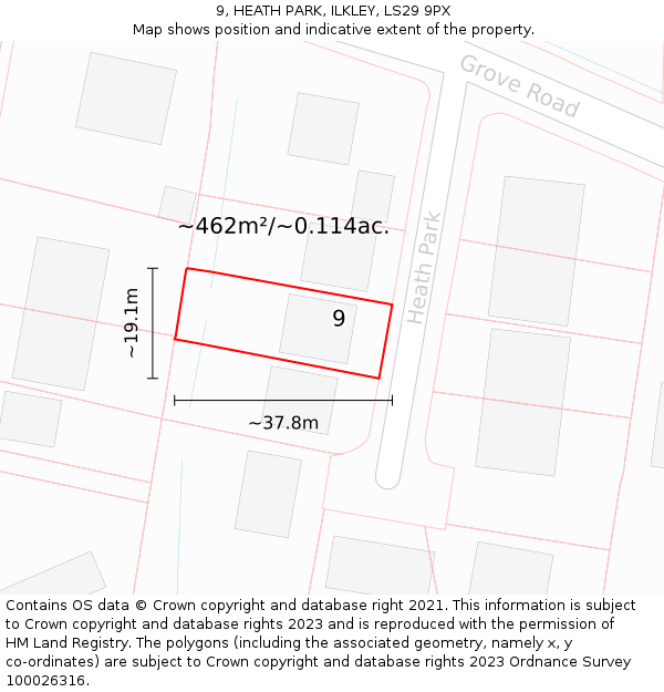 9, HEATH PARK, ILKLEY, LS29 9PX: Plot and title map