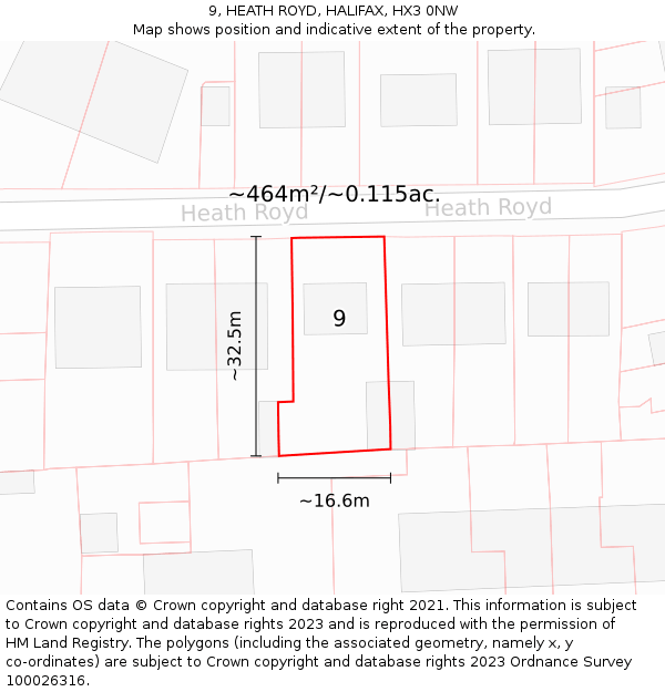 9, HEATH ROYD, HALIFAX, HX3 0NW: Plot and title map