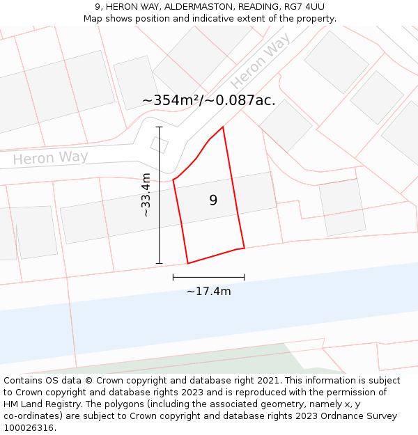 9, HERON WAY, ALDERMASTON, READING, RG7 4UU: Plot and title map