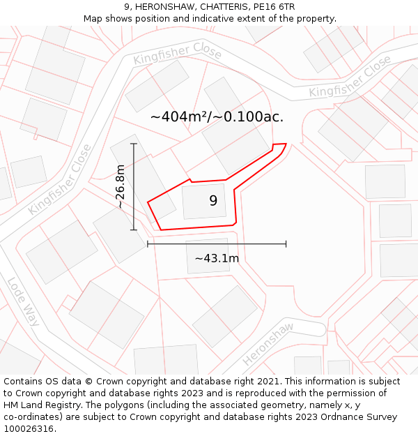 9, HERONSHAW, CHATTERIS, PE16 6TR: Plot and title map