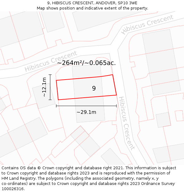 9, HIBISCUS CRESCENT, ANDOVER, SP10 3WE: Plot and title map