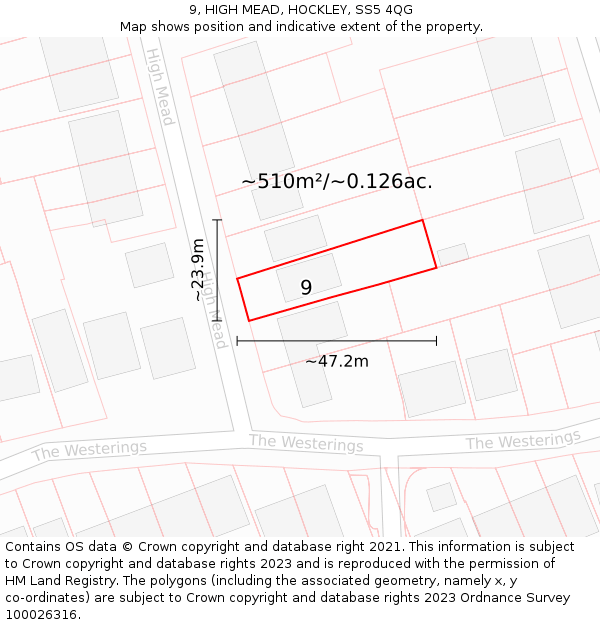 9, HIGH MEAD, HOCKLEY, SS5 4QG: Plot and title map