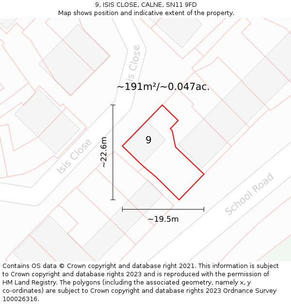 9, ISIS CLOSE, CALNE, SN11 9FD: Plot and title map