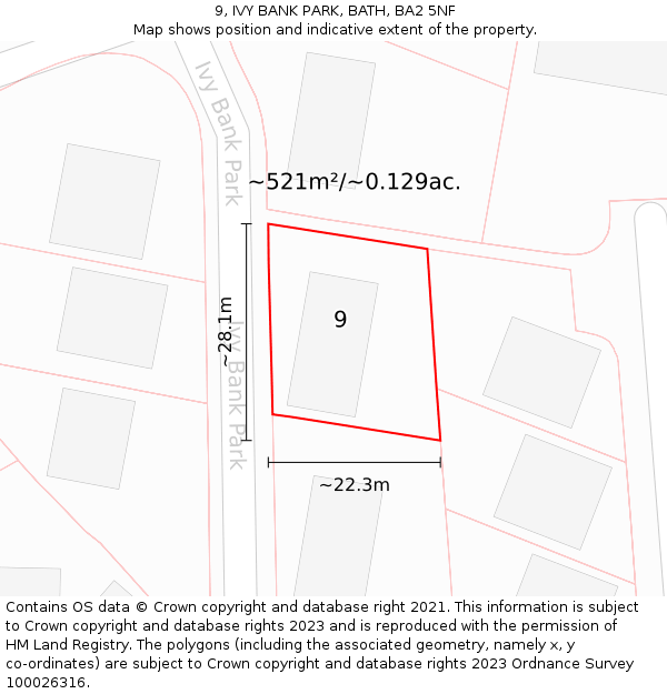 9, IVY BANK PARK, BATH, BA2 5NF: Plot and title map