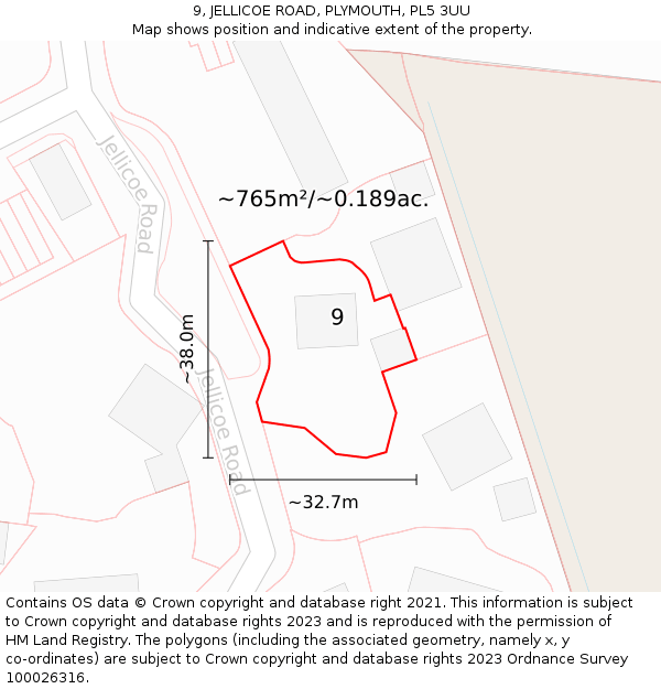 9, JELLICOE ROAD, PLYMOUTH, PL5 3UU: Plot and title map