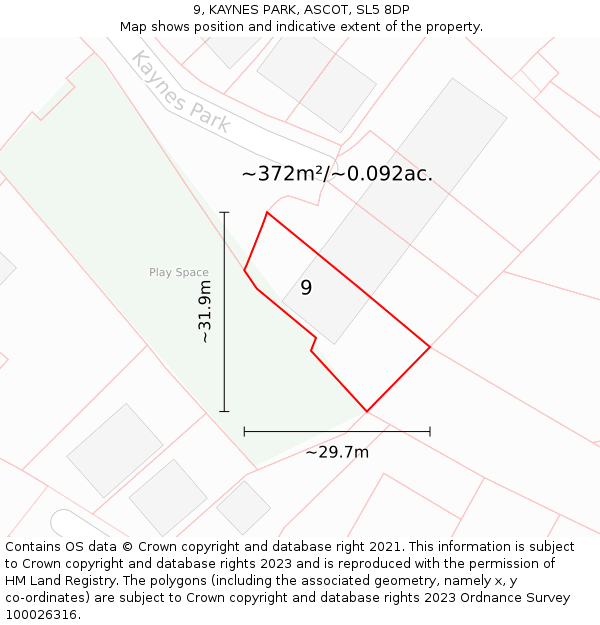 9, KAYNES PARK, ASCOT, SL5 8DP: Plot and title map