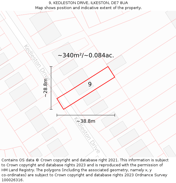 9, KEDLESTON DRIVE, ILKESTON, DE7 8UA: Plot and title map