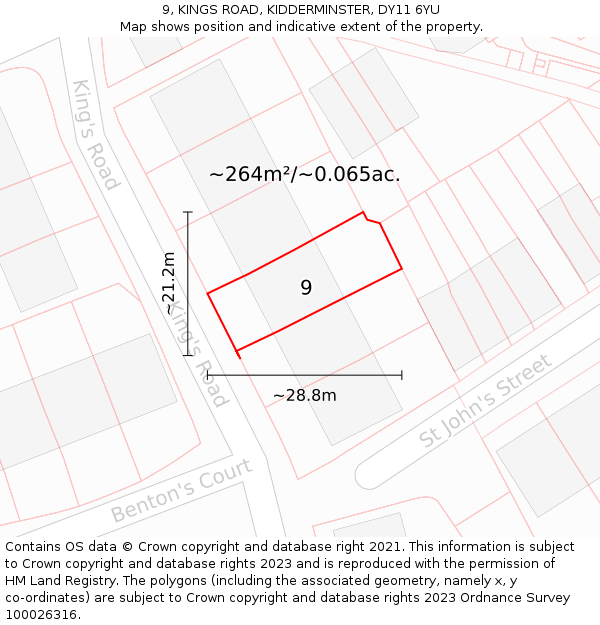 9, KINGS ROAD, KIDDERMINSTER, DY11 6YU: Plot and title map