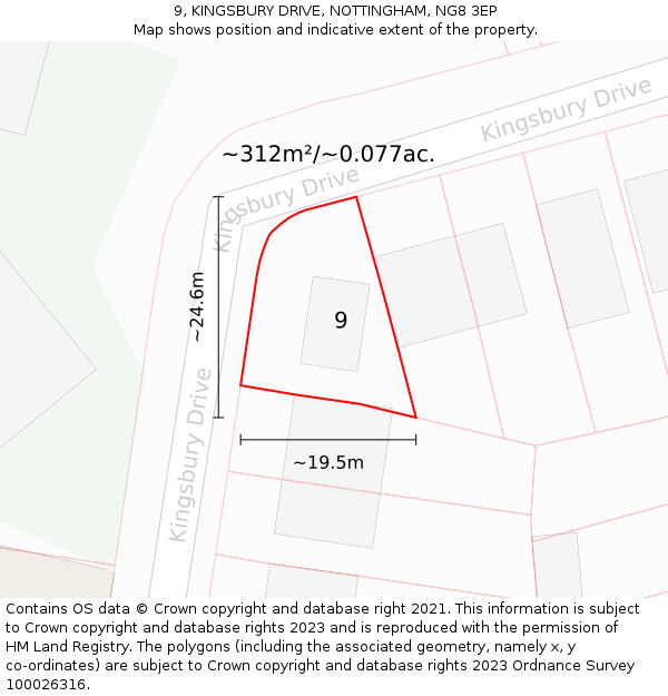 9, KINGSBURY DRIVE, NOTTINGHAM, NG8 3EP: Plot and title map