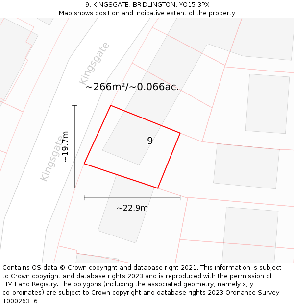 9, KINGSGATE, BRIDLINGTON, YO15 3PX: Plot and title map