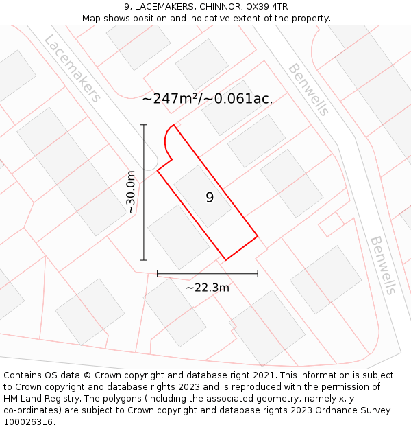 9, LACEMAKERS, CHINNOR, OX39 4TR: Plot and title map