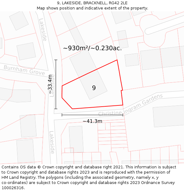 9, LAKESIDE, BRACKNELL, RG42 2LE: Plot and title map