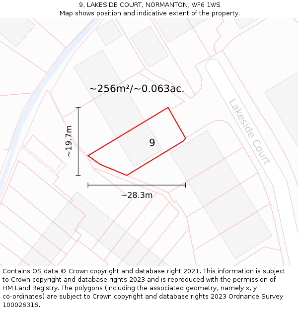 9, LAKESIDE COURT, NORMANTON, WF6 1WS: Plot and title map