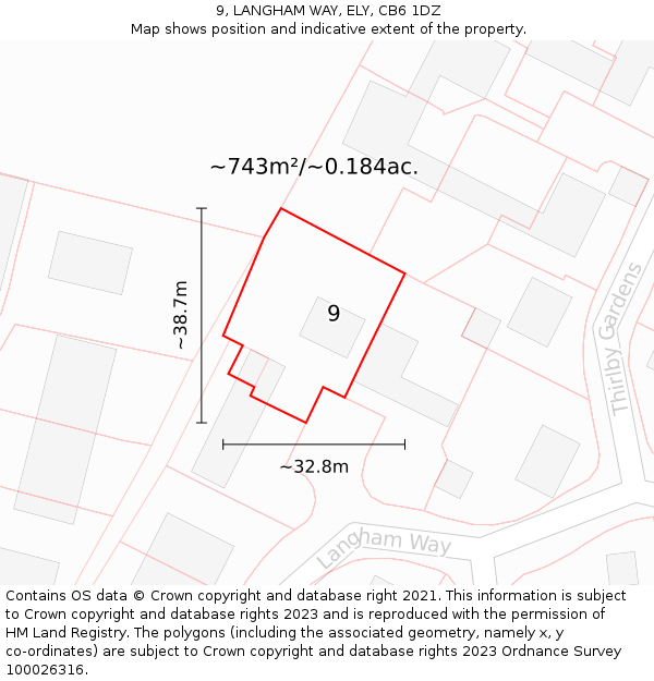 9, LANGHAM WAY, ELY, CB6 1DZ: Plot and title map