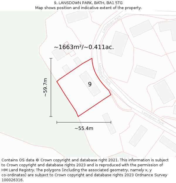 9, LANSDOWN PARK, BATH, BA1 5TG: Plot and title map