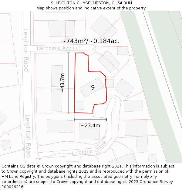 9, LEIGHTON CHASE, NESTON, CH64 3UN: Plot and title map