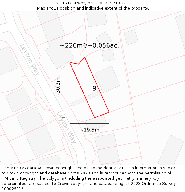 9, LEYTON WAY, ANDOVER, SP10 2UD: Plot and title map