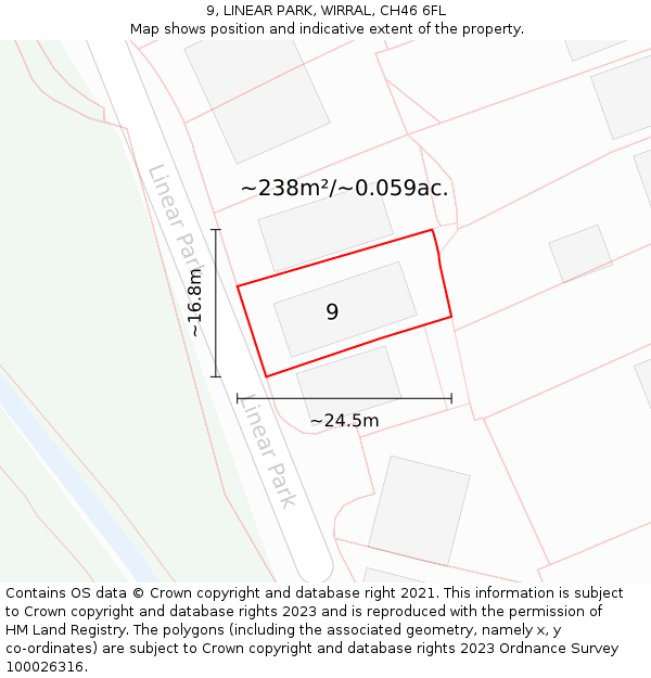 9, LINEAR PARK, WIRRAL, CH46 6FL: Plot and title map