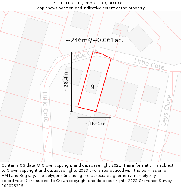 9, LITTLE COTE, BRADFORD, BD10 8LG: Plot and title map