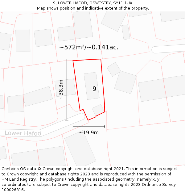 9, LOWER HAFOD, OSWESTRY, SY11 1UX: Plot and title map