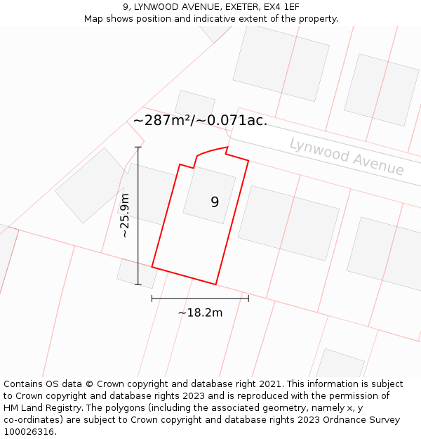 9, LYNWOOD AVENUE, EXETER, EX4 1EF: Plot and title map