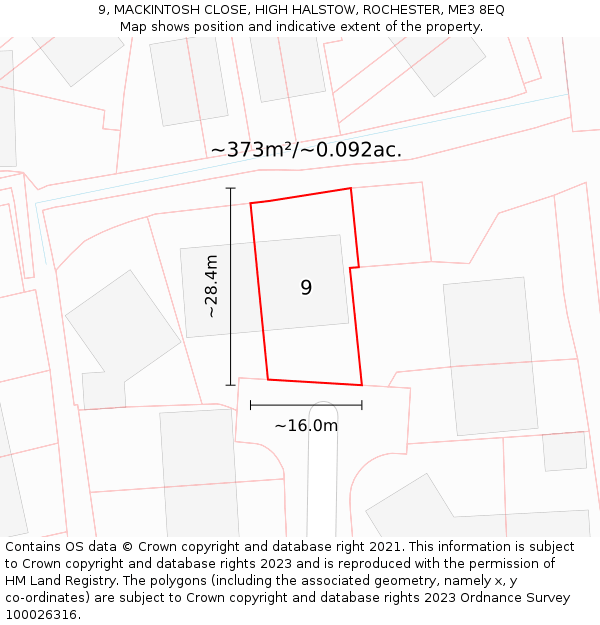 9, MACKINTOSH CLOSE, HIGH HALSTOW, ROCHESTER, ME3 8EQ: Plot and title map